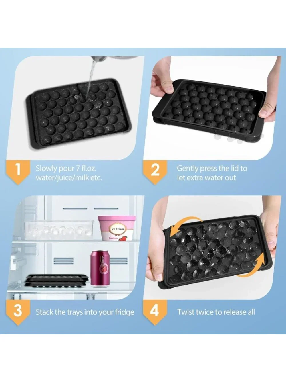 Ice Cube Trays with Lid Sphere Mold Spherical 0.8